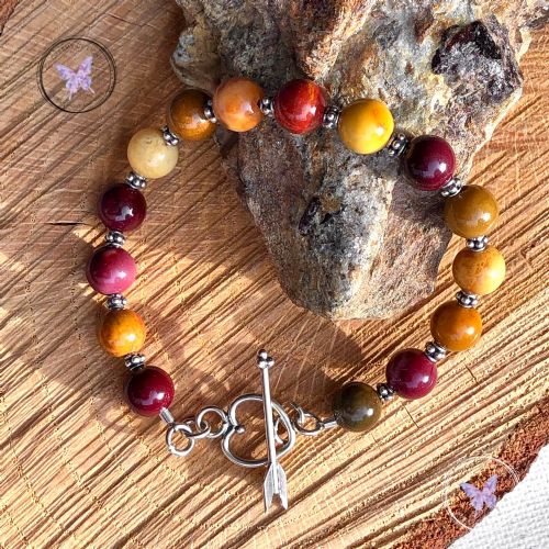 Mookaite Bracelet with Silver Heart Toggle Clasp